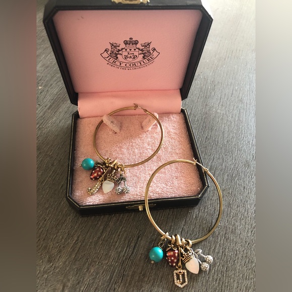 Juicy Couture Y2K Vintage Hoop Charm Earrings - Picture 3 of 6